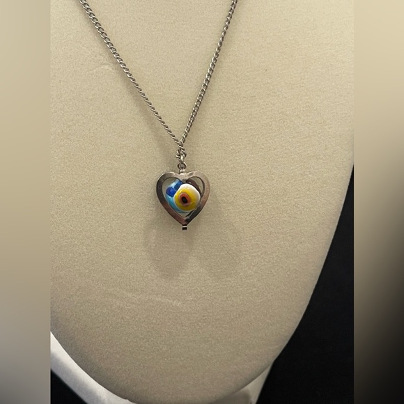 Murano Glass Millefiori Heart Pendant Necklace Vintage NWT - Picture 3 of 14